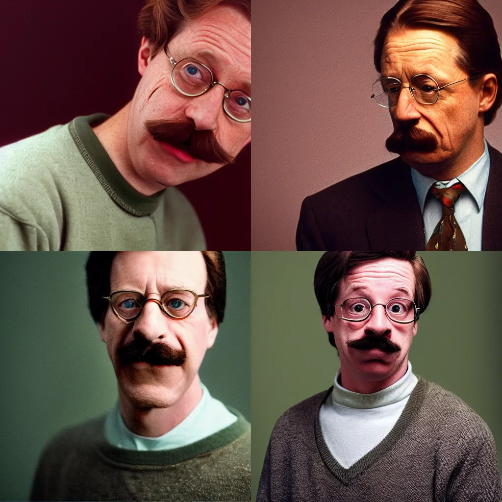 Prompt: Candid portrait photograph of Ned Flanders, taken by Annie Leibovitz