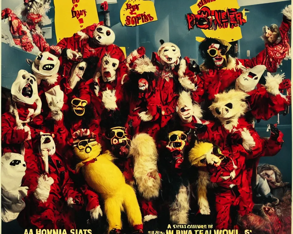 Image similar to a horror movie poster featuring The Banana Splits