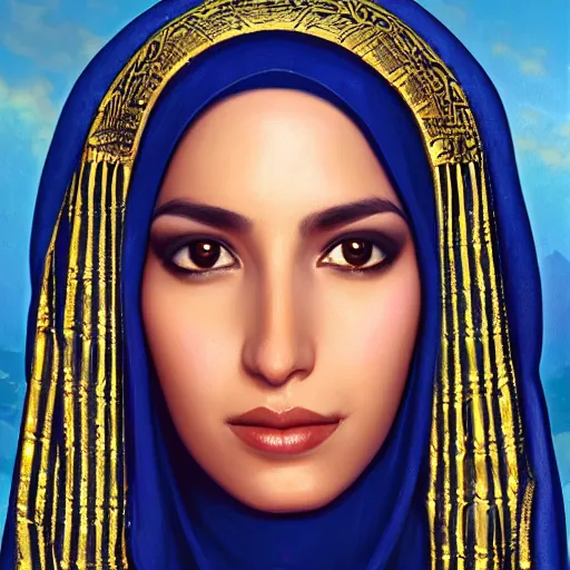 Image similar to portrait of a egyptian woman ( 3 5 ) from egypt in 2 0 2 1, an oil painting by ross tran and thomas kincade