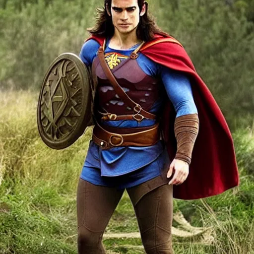 Image similar to Henry Cavill as big strong link from legend of Zelda