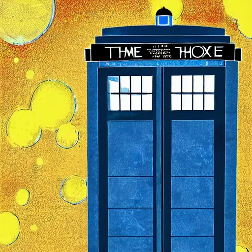 Prompt: the tardis encounters h. g. well's time machine, digital art.