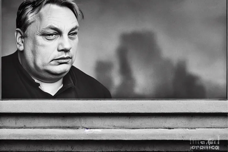 Image similar to fat viktor orban by peter lindbergh