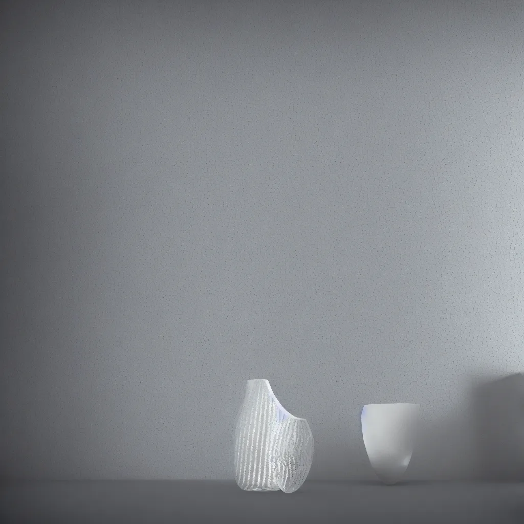 Prompt: honeycomb vase on a white background, maximum natural texture, warm illumination, cinematic alien futuristic atmosphere, in low fog, magical digital, 8k resolution, best color graded, vray beautiful, ambient occlusion, subsurface scatter, radiosity, hyper-realistic render