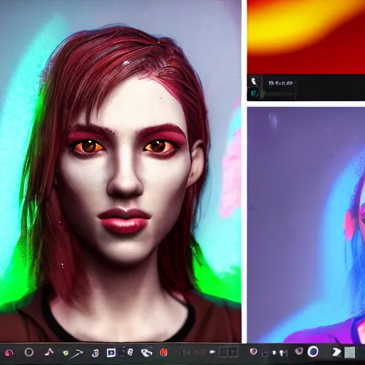 Prompt: cartoon portrait made out of rain, neon colors, rendered in octane, unreal engine, highly detailed, beautiful