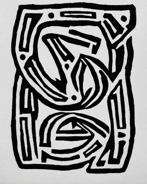 Image similar to “ alien ideogram alphabet, each letter evenly spaced, stamped in black ink on off white paper, set type, manuscript ”