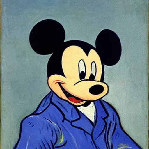 Image similar to mickey mouse painted by vincent van gogh, oil - on - canvas, highly detailed, 8 k