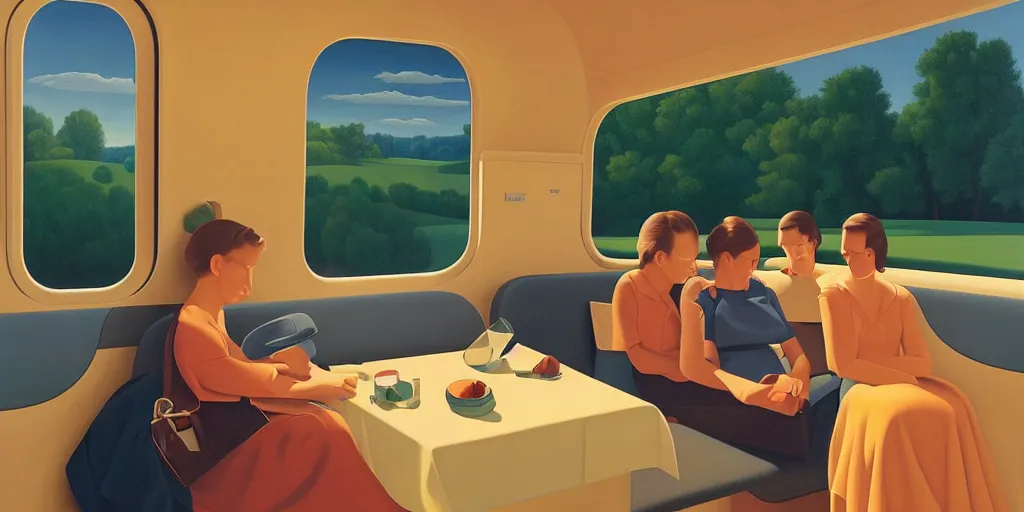 Image similar to sad in the train wagon, summer evening, kenton nelson