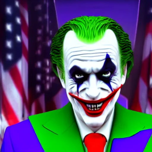 Prompt: donald trump as the joker, rendered in unreal engine