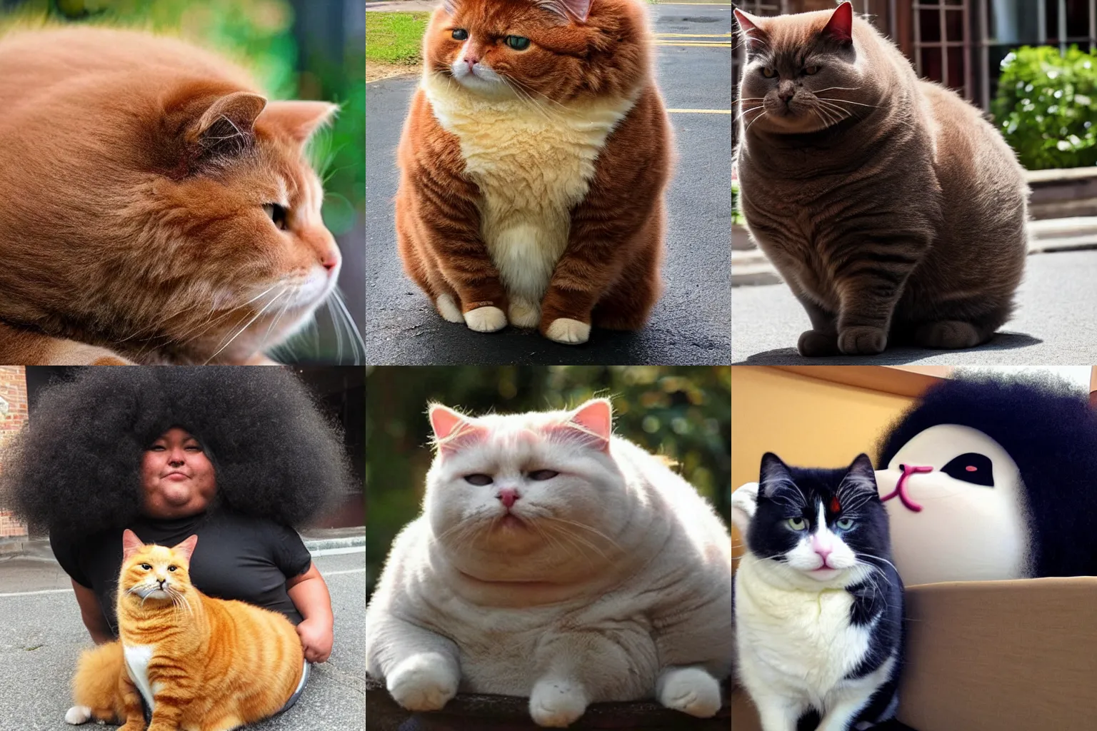Prompt: a fat cat with a huge afro