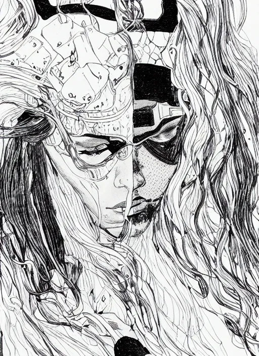 Image similar to thor, art by kaethe butcher and moebius, details