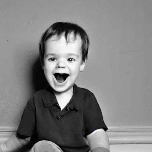 Prompt: photo of bill hader as a baby, laughing like a maniac