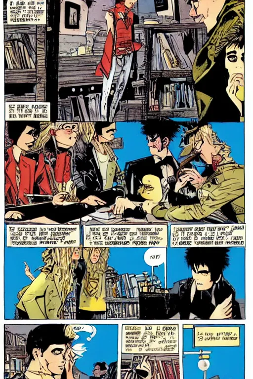 Image similar to corto maltese meets sandman, comic book page