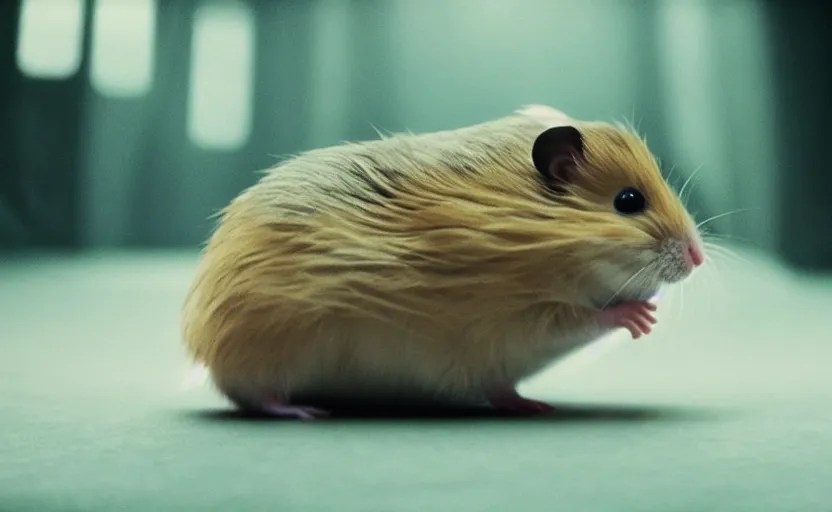 Prompt: hamster as luke skywalker, movie still, star wars, cinematic, sharp focus, cinematic grain, cinematic lighting, 8 k