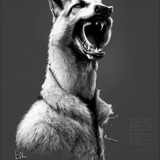 Prompt: a humanoid german shepherd beast - man posing as a eagle scout, highly detailed, digital painting, artstation, concept art, smooth, sharp focus, illustration, art by wlop