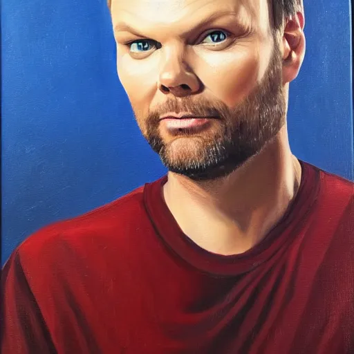 Image similar to joel mchale, oil painting