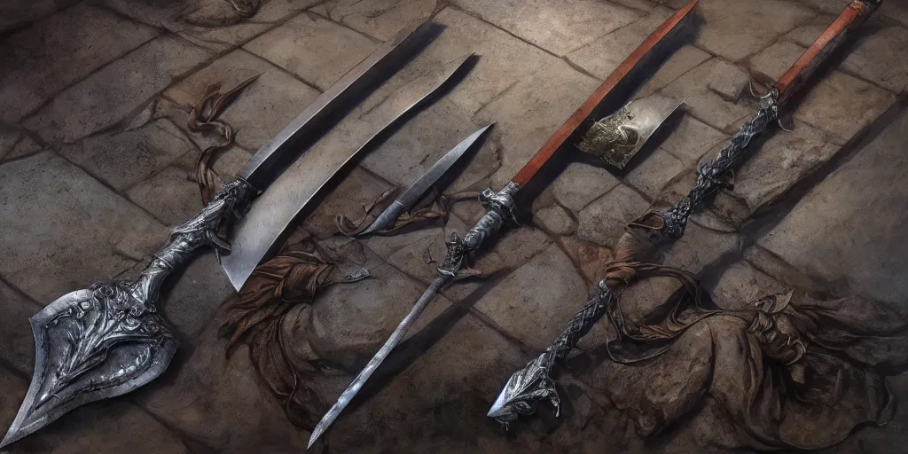 Image similar to basic steel sword, shortsword, wood, leather, medieval, forged, blacksmith, product design, final result, art by gerald brom, greg rutkowski and artgerm and james jean and zdzisław beksinski, 8 k, unreal engine, c 4 d