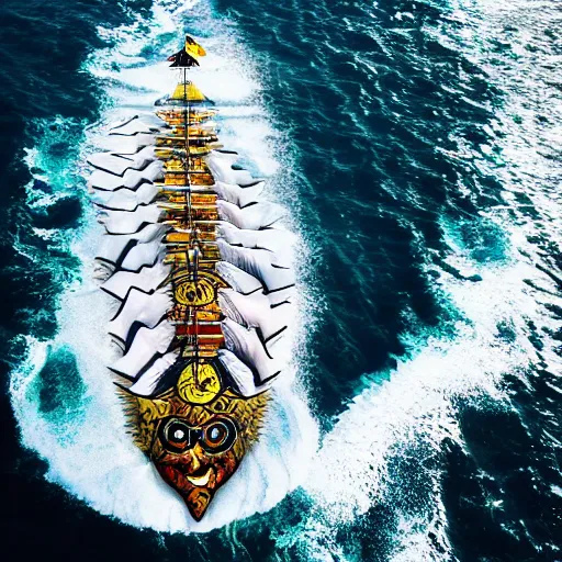 Prompt: thousand sunny ship from one piece, aerial, photorealistic, by professional photographer