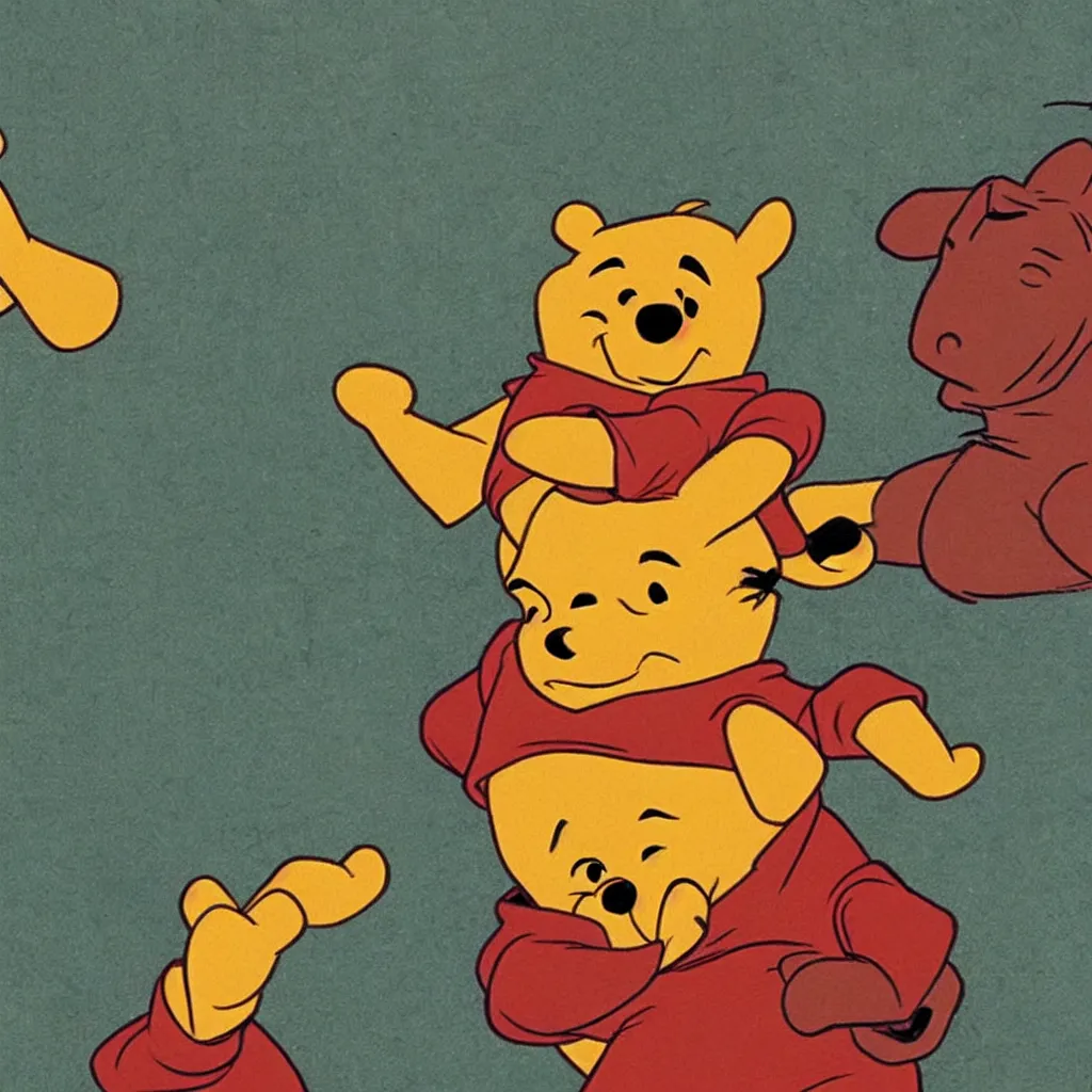 Prompt: winnie the pooh performing a nazi salute