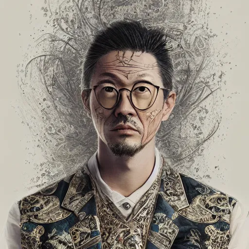 Prompt: fully clothed portrait, akihito yoshida, asaf hanuka, weta fx, cinematic, dramatic, filmic, in a symbolic and meaningful style, insanely detailed and intricate, hypermaximalist, elegant, ornate, hyper realistic, super detailed