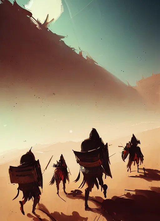 crusader knights walking in a desert region, by ismail | Stable ...