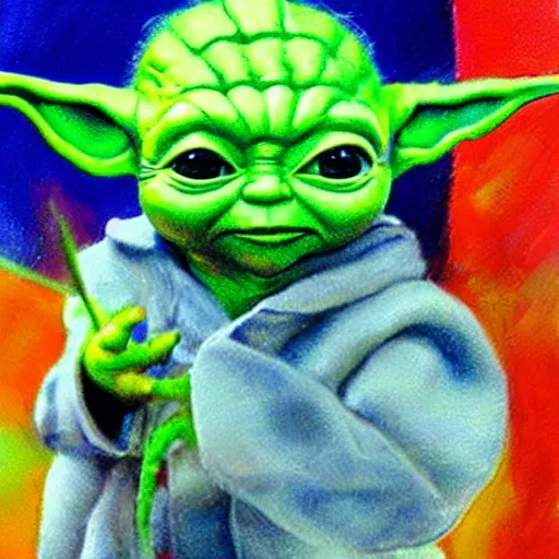 Prompt: Baby yoda dancing, by Donald Roller Wilson, ultra detail
