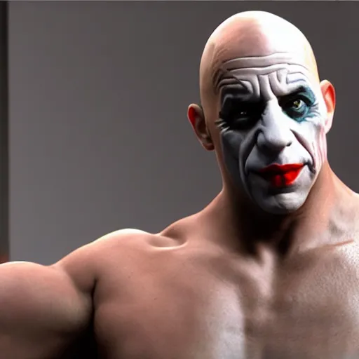 Prompt: vin diesel as the joker, rendered in unreal engine