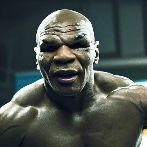 Image similar to A movie still of Mike Tyson as a Teenage Mutant Ninja Turtle, dynamic lighting, 8k, Action shot, 2022 picture of the year