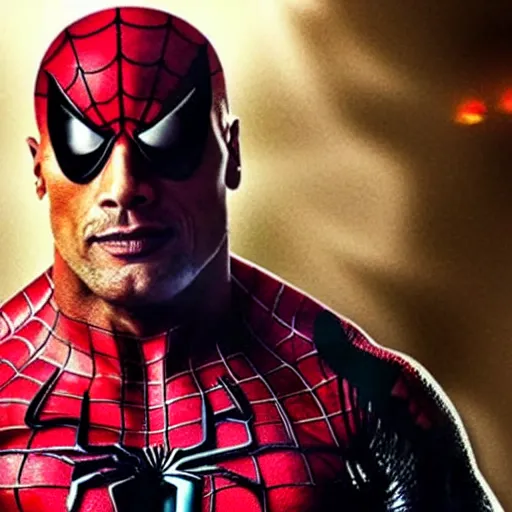 Image similar to Dwayne Johnson as Spiderman