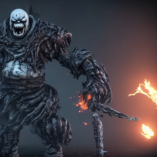 Sans Undertale as a dark souls boss, Stable Diffusion
