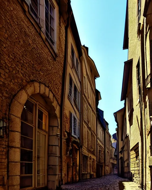 Prompt: old streets in the city of dijon, artstation