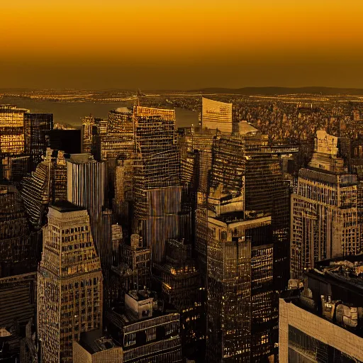 Prompt: isometric aerial view of Manhattan at dusk, infrared film