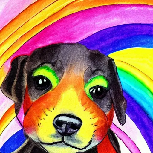 Prompt: portrait friendly cute happy stylish realistic rainbow pet. background in the style of art nouveau. lively. colorful. hd.