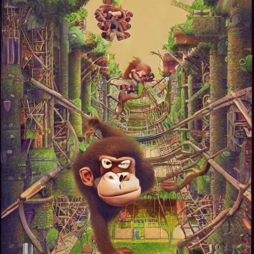 Image similar to Donkey Kong, artwork by Daniel Merriam,