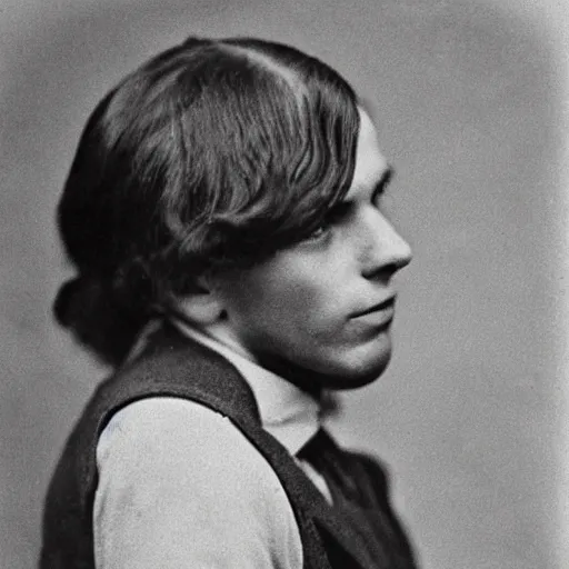 Prompt: Close-up of an utterly terrified young man on the verge of panic tears with long hair. He is wearing a 1930s attire. He looks utterly panicked and distressed and is trying to protect himself from an assailant. Looking straight at camera