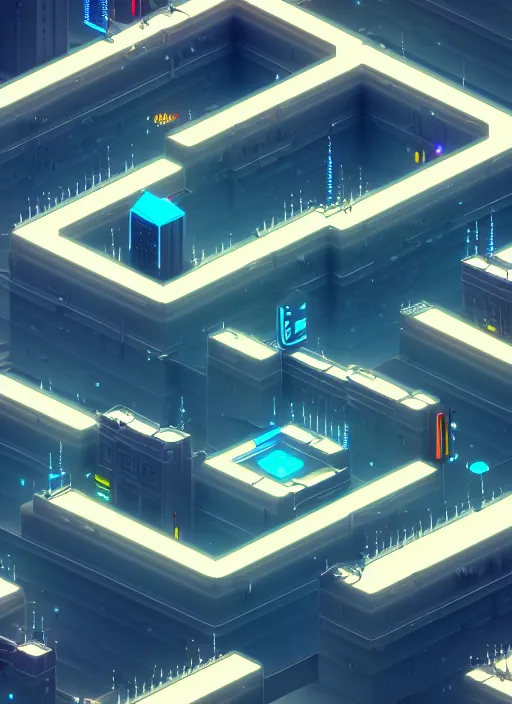 Image similar to a low poly isometric render of a cyberpunk city in the style of monument valley, intricate, elegant, smooth shading, soft lighting, illustration, simple, solid shapes, by magali villeneuve, jeremy lipkin and michael garmash, rob rey and kentaro miura style, octane render, zaha hadid