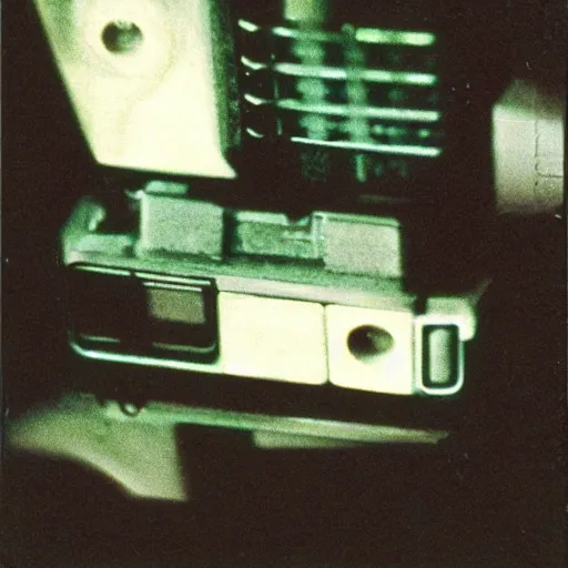 Image similar to Scene from the book Neuromancer by William Gibson. Polaroid