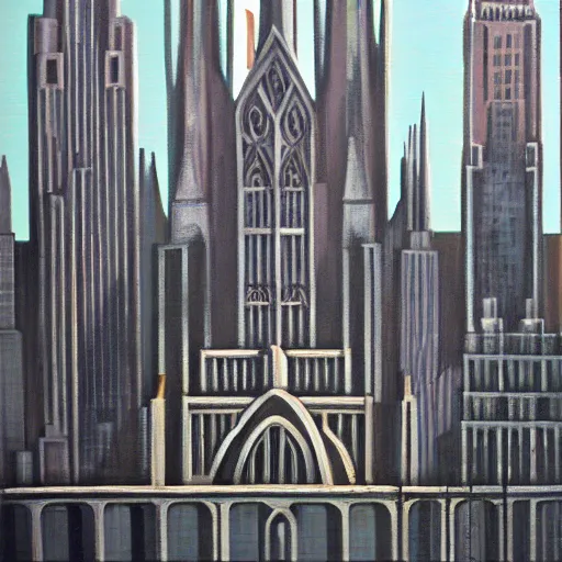 Prompt: a surreal brutalist gothic painting of new York