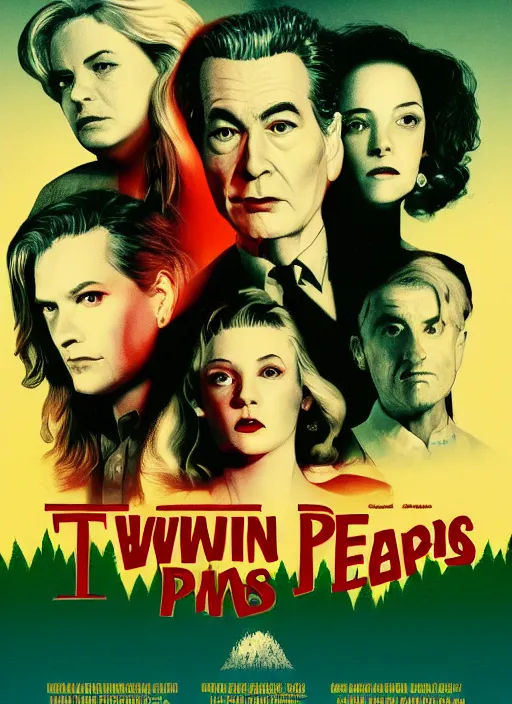 Image similar to twin peaks movie poster art by gabz