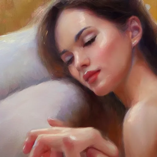 Image similar to super close - up of a woman's fingers, relaxed pose, morning, highly detailed, ultrarealistic oil painting, vladimir volegov, artstation