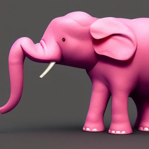 Prompt: 3D model of a pink elephant dancing