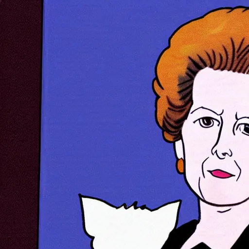 Prompt: A still of Margaret Thatcher as a catgirl in a 2010s anime