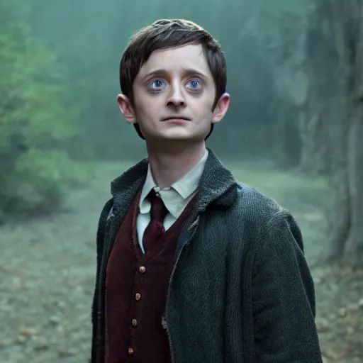 Image similar to film still of Elijah Wood playing Harry Potter, 4k