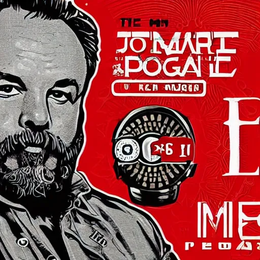 Image similar to the joe rogan podcast with karl marx and elon musk, intricate, highly detailed, digitial painting, art by shepard fairey