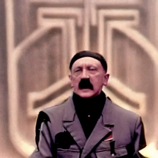 Image similar to A still of Hitler in a 1990s hip hop music video