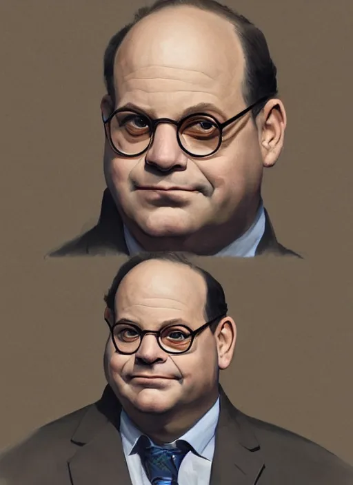 Image similar to digital _ painting _ of _ george costanza _ by _ filipe _ pagliuso _ and _ justin _ gerard _ symmetric _ fantasy _ highly _ detailed _ realistic _ intricate _ port