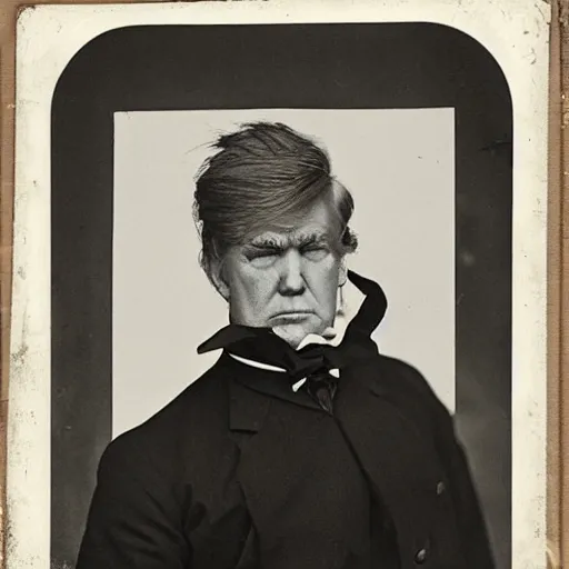 Prompt: donald trump as a 1800s circus strong man, black and white photo