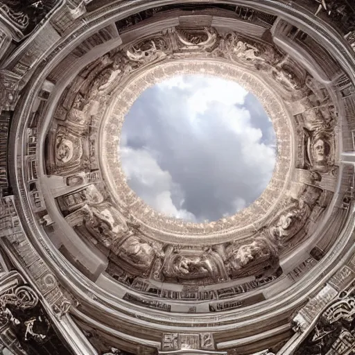 Image similar to beautiful heavenly cloud megastructure in the style of baroque architecture, hyper detailed, hd