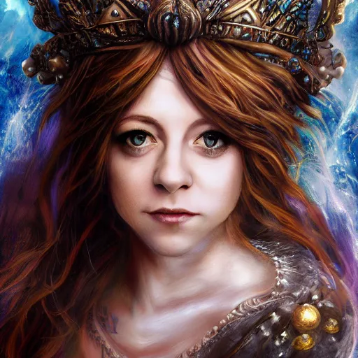 Prompt: portrait of lindsey stirling as a beautiful goddess, epic fantasy art, detailed face, goddess, mystical, mystic atmosphere, trending on artstation, deviantart, digital art, high detail, high definiton, ultra realistic, high quality, hyper realistic, 4 k uhd