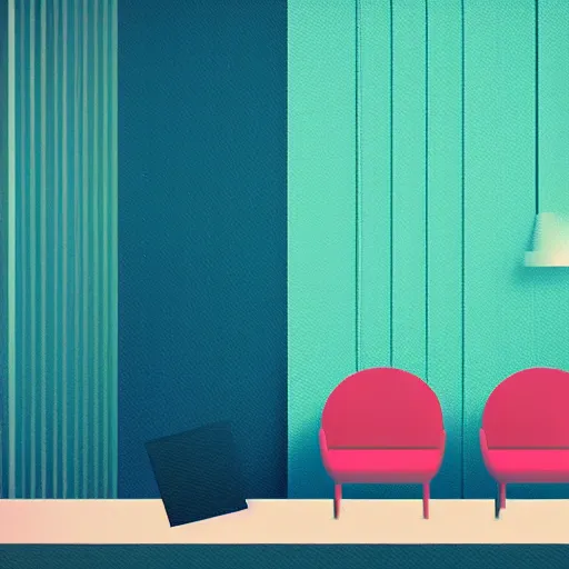 Image similar to geometric art of a room, made entirely from gradients, colorful, vector graphics