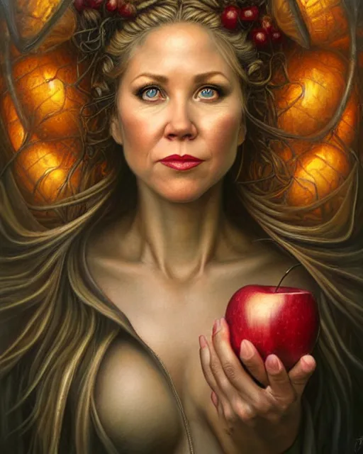 Image similar to detailed portrait of christina applegate apple!! gate! by tomasz alen kopera and peter mohrbacher and johanna martine! and margaret keane! coherent luminescent